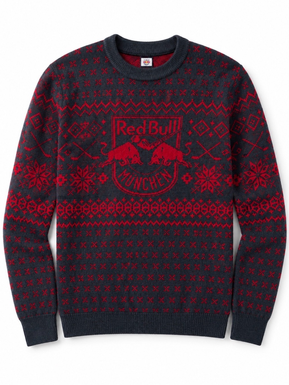 EHC Red Bull München Nordic Sweater Made in UK Gray Red Size S Hockey